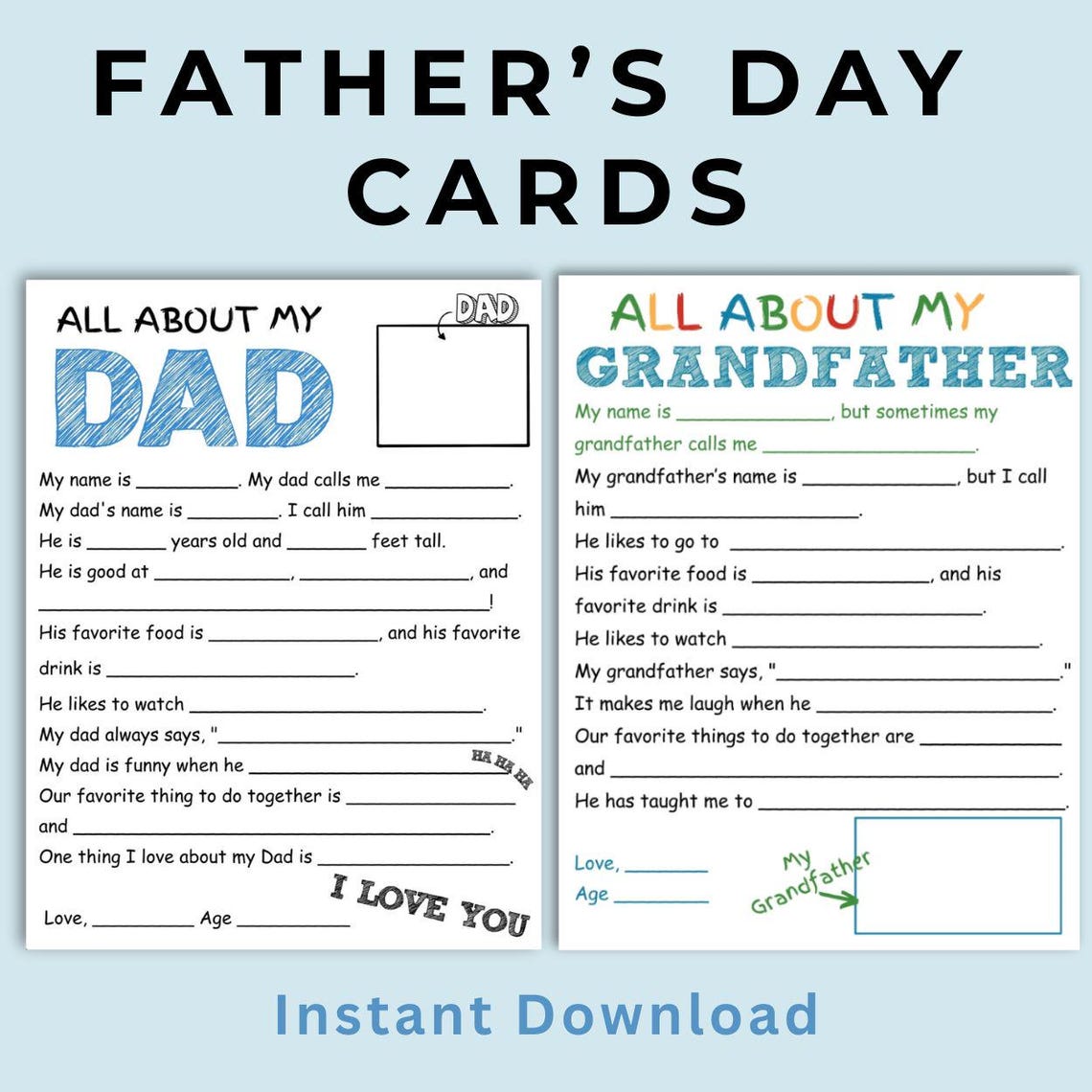 Fathers Day Survey Printable | All About Dad Questionnaire | Kids ...