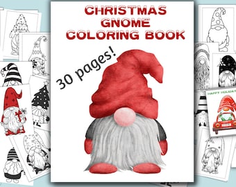 Christmas Gnome Coloring Book – 30 Holiday Coloring Pages (PDF Pattern)