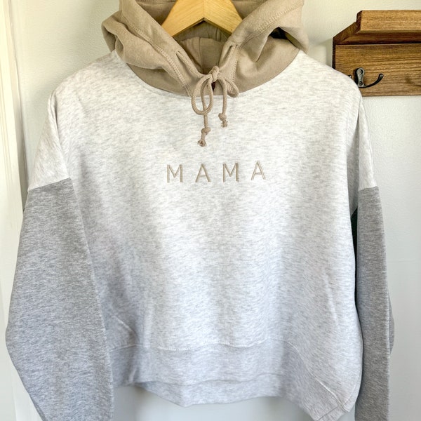 Mama Cropped Hoodie | Colorblock Hoodie | Mother's Day Gift | Gift for Moms