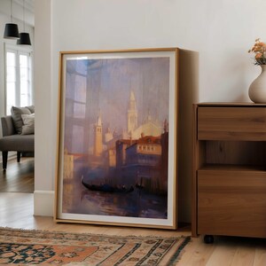 Venice gondola wall art, Italy travel print, Venetian canal painting, romantic Venice decor, Italy poster for living room, city art print