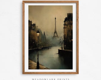 Eiffel Tower Print: Paris Street Scene, Romantic French Architecture