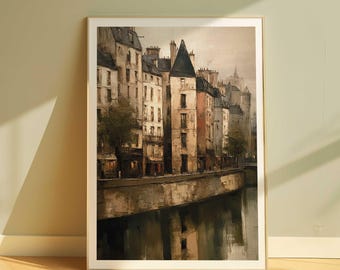 Paris Canal Street Art Print: Vintage French Architecture