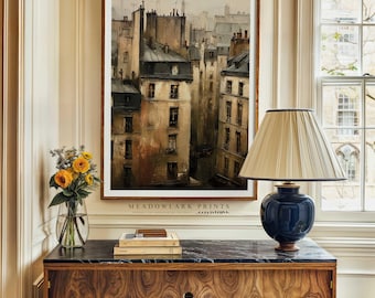 Paris Rooftop Print: Vintage French City Architecture, Romantic Travel Art
