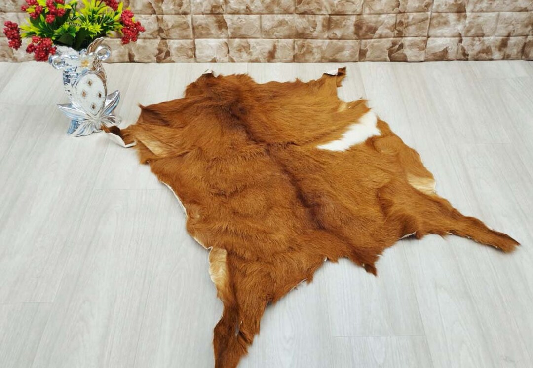Genuine Goat Skin Rug, Goat Hide Rug, Goat Rug, Leather Rug Decor