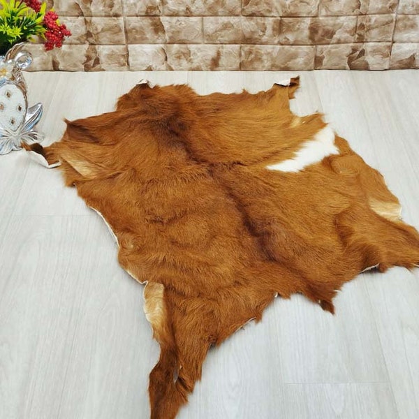 Genuine Goat Skin Rug, Goat hide rug, Goat Rug, Leather Rug Decor, Animal Skin Rug, Handmade Goathide Rug, Natural Curly Goatskin rug.