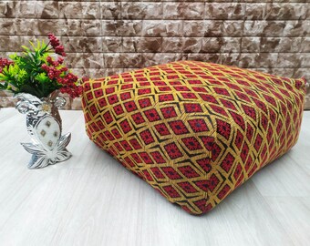 Pouf Ottomano Marocchino, Poggiapiedi Ottomano, Pouf da salotto, Tavolino Ottomano, Pouf arancione, Poggiapiedi ottomano, Pouf camera da letto