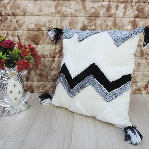 Pillow Cover, Throw Pillow, Tassel Pillow, Cushion Cover, Decorative Pillow, 18x17 Inches , Fun Home Decor, Cushion Cover, Decorative Pillow