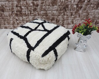 Moroccan pouf, Beni Ourain pouf, berber pouf, Floor pillow, Moroccan floor cushion, square footstools Home Decor