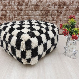 Moroccan Checkered Pouf Square Checker Pouf, Checked Pouf Berber Floor Cushion Pouf Ottoman Bohemian Pouf