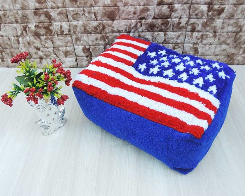 American Flag Pouf USA Flag Cushion American Flag Cover Etsy