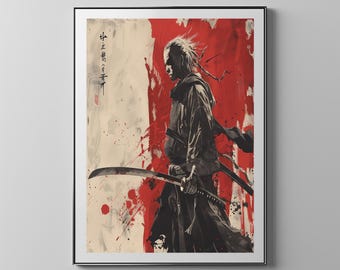 Samurai Gyokon No Sagoro Holding One A Katana | Floppy Disk Store Downloadable PRINTABLE Art