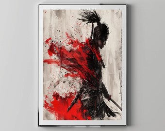 Female Warrior Holding A Katana | Floppy Disk Store Downloadable PRINTABLE Art