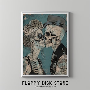 Till Death & Beyond – liefhebbers van getatoeëerde skeletten | Floppy Disk Store downloadbare afdrukbare kunst