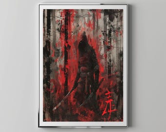 Kanji Shinobi With Armor In The Forest | Floppy Disk Store Downloadable PRINTABLE Art