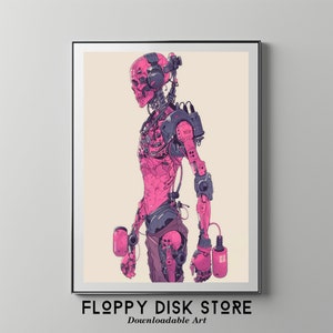 Cyberpunk Skeletal Cyborg | Floppy Disk Store Downloadable PRINTABLE Art