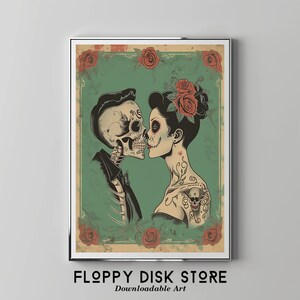 Eeuwige geloften – gotische skeletbruiloft | Floppy Disk Store downloadbare afdrukbare kunst