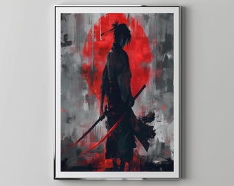 Samurai Gyokon No Sagoro Holding Two Katanas | Floppy Disk Store Downloadable PRINTABLE Art