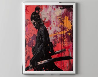 The Samurai In Samurai Movie Poster Holding A Katana | Floppy Disk Store Downloadable PRINTABLE Art