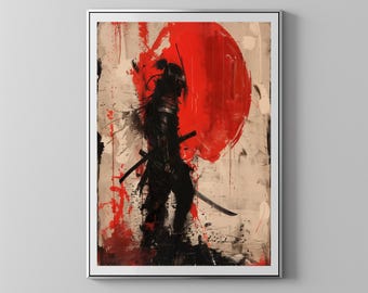 Warrior With A Sword And A Red Circle In The Background | Floppy Disk Store Downloadable PRINTABLE Art