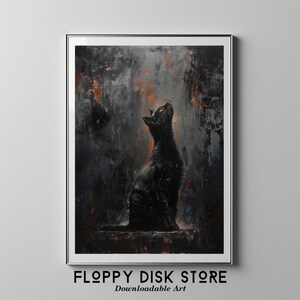 Black Cat Looking Up | Floppy Disk Store Downloadable PRINTABLE Art