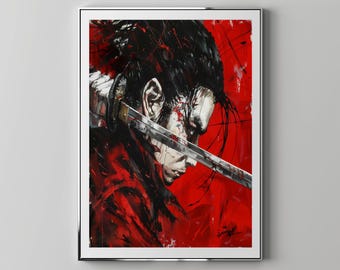 Samurai Gyokon No Sagoro Looking Over A Katana | Floppy Disk Store Downloadable PRINTABLE Art