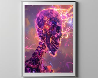 Free SKULLⅠ NEON  Kunpei_yamanashi　デジタルプリント Neon Download | Cyberpunk Neon, Skull, - Image Skull Desert 絵画