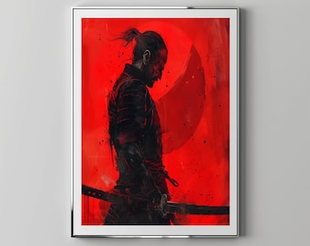 Warrior With Red Background | Floppy Disk Store Downloadable PRINTABLE Art