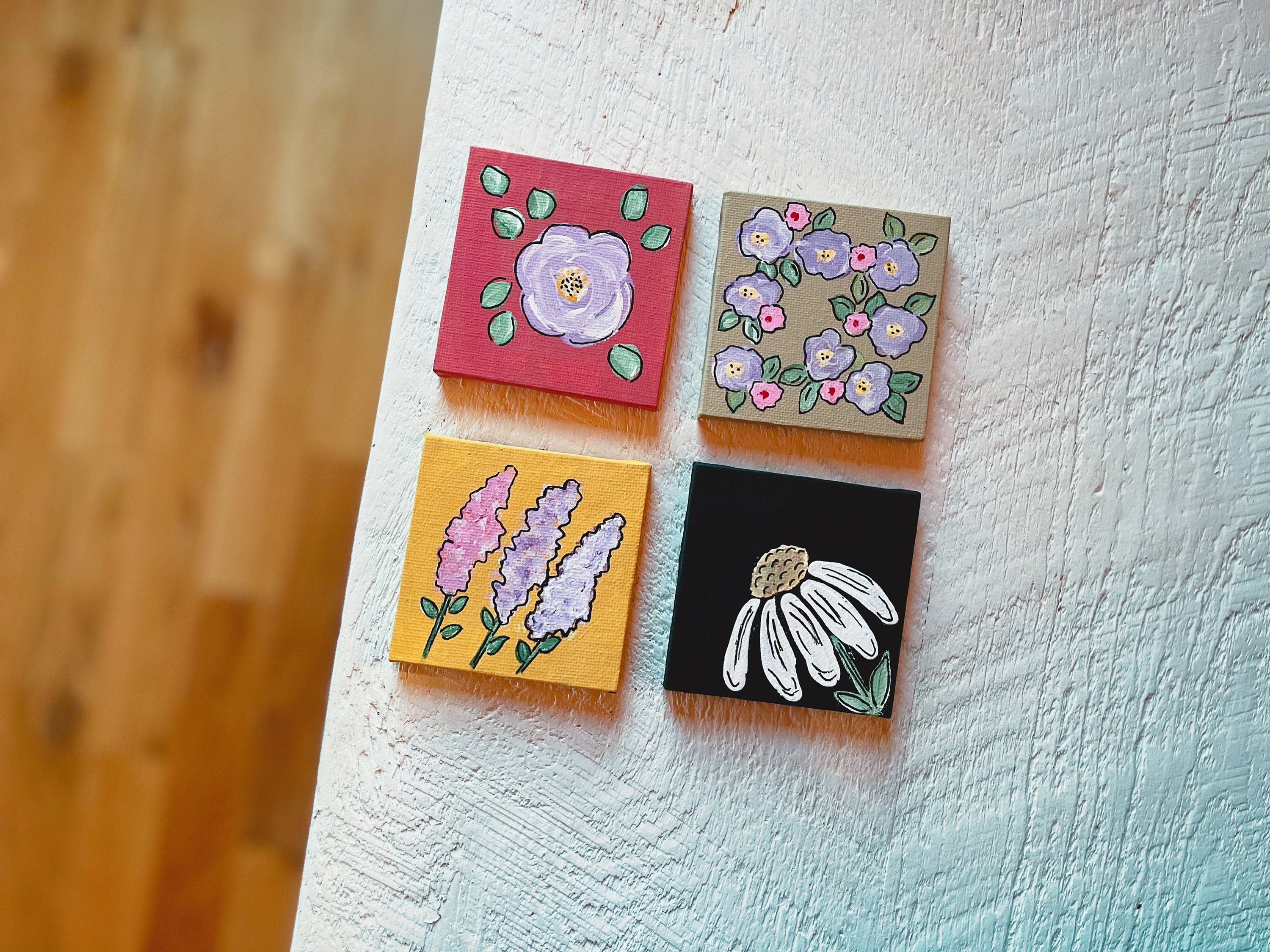 Set of 4 painted canvas Etsy