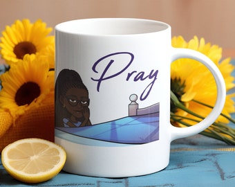 Praying Bitmoji Christian Coffee Mug, Christian Mug, Mothers Day Gifts, Easter Gifts, Christian Ceramic Mug, Christian Womens Gifts