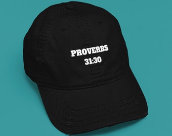 Proverbs 31:30 Christian Dad Hat, Minimalist Dad Hat, Church Hats For Women, Mens Christian Hat, Spring Clothing, Mens Gifts, Distressed Hat