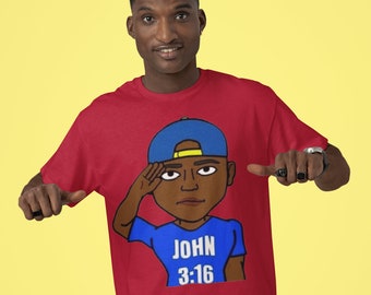 John 3:16 Bitmoji T-Shirt, Christian Clothing Brand, Fun Christian Apparel, Modern Christian Clothing, Spring Clothing, Christian Gifts