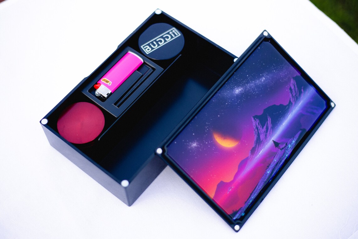 Rolling Tray Stash box smell proof with grinder and stash jar Etsy