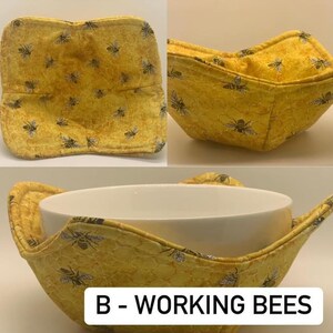 BEE PRINTS, Microwaveable Bowl Cozy Holder