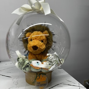 Cadeauset voor een babyjongen, pluche leeuw, Bobo-ballon, babyrompertjes, pasgeboren babyjongen, welkom baby