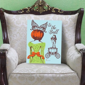 Pumpkin Girl Goes to the Ball - fantasy princess gift for beautiful redhead