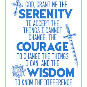 Serenity Prayer Poster Blaues und weißes Geschenk, um Nüchternheit zu feiern
