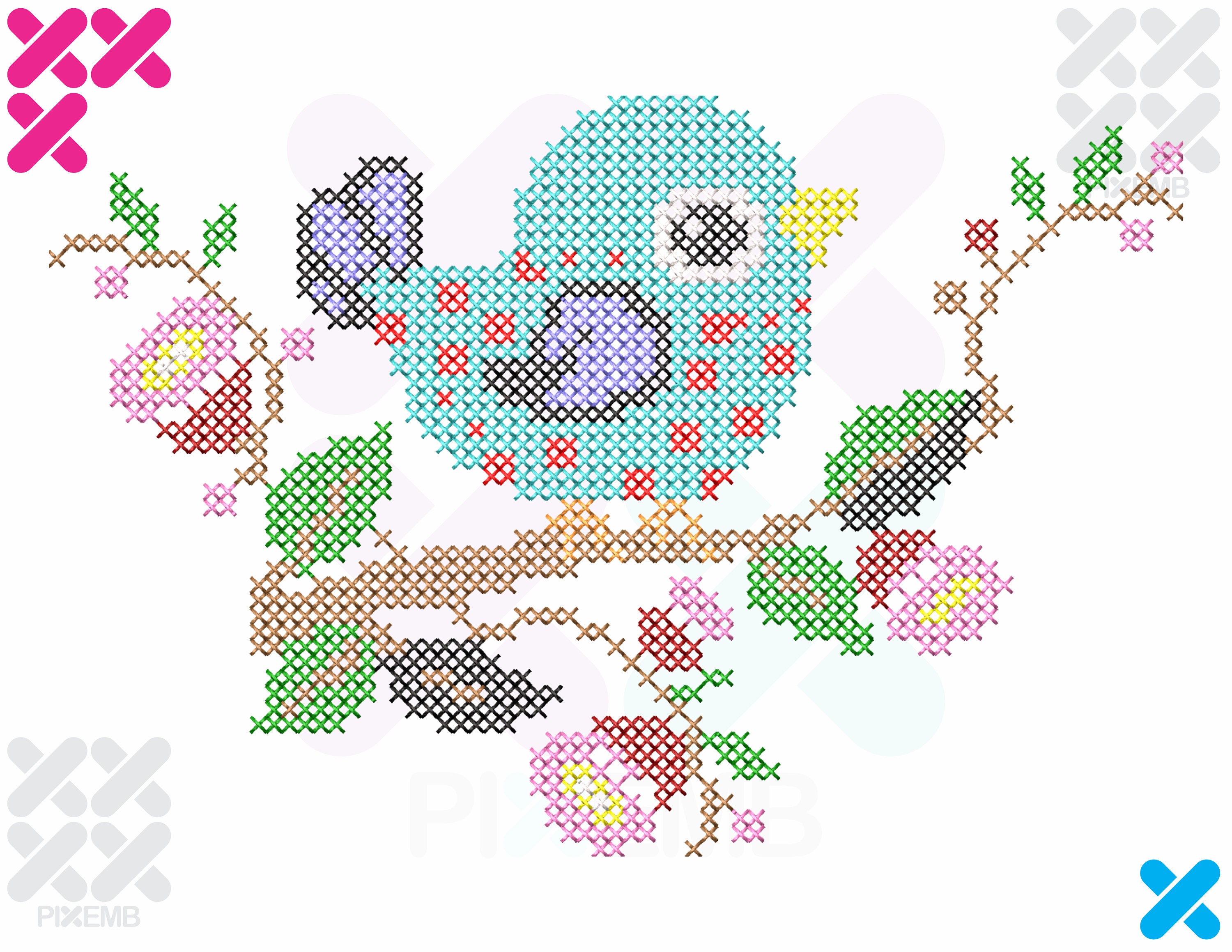 Pajaro Cross Stitch Embroidery Design Automatic Embroidery Etsy UK