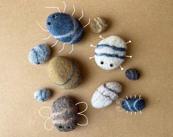Merino Wool Felt Pebbles: Sensory Play Stones, Small World Play