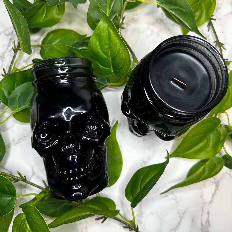 Skull Candle Halloween Candle Skull Jar Spooky Decor Etsy