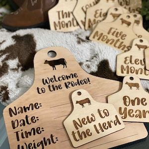 County Cow Baby Milestone Tags FILE (SVG)