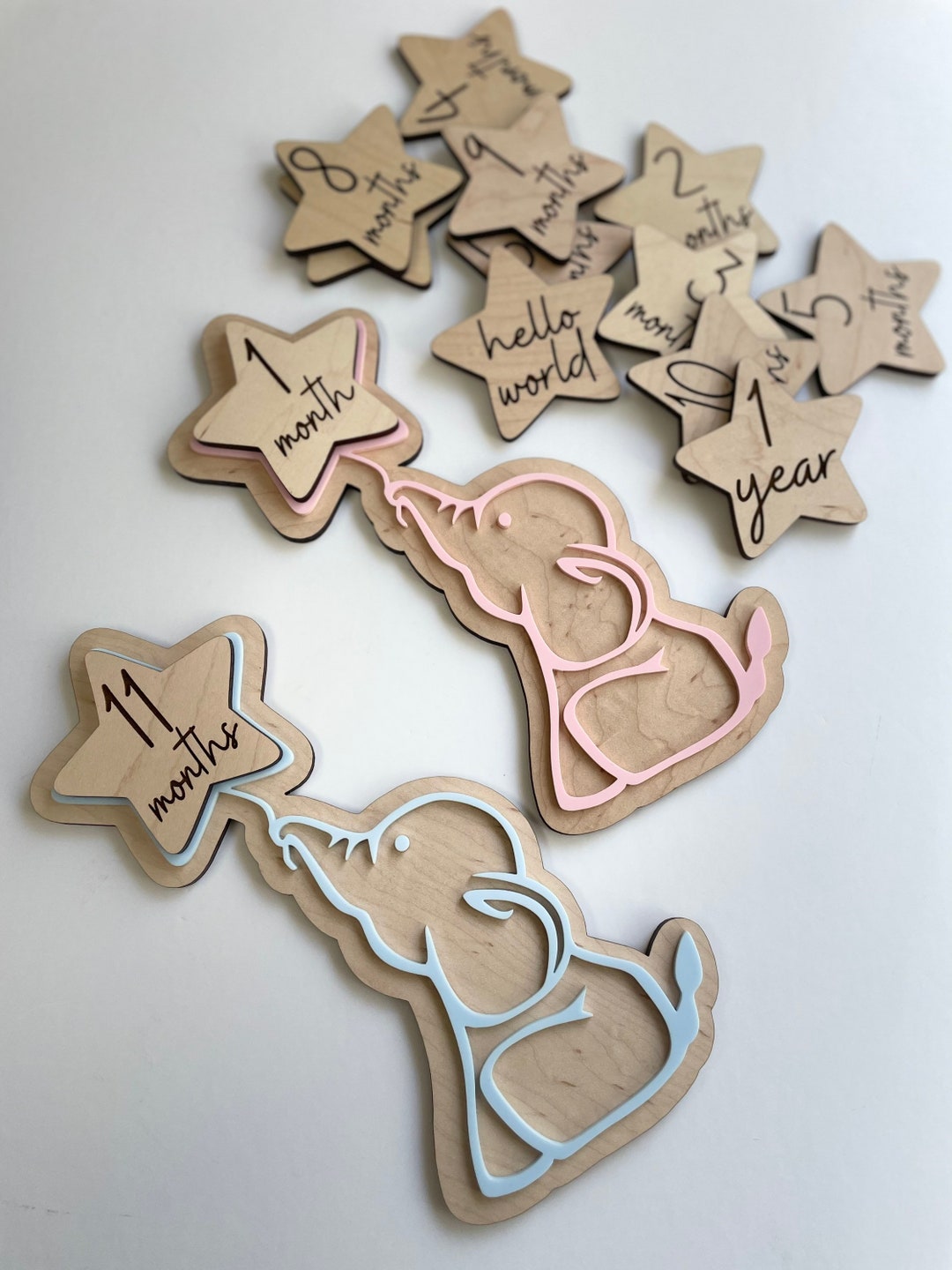 Baby Elephant Monthly Milestone Tags - Etsy
