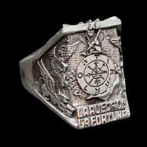 Anillo Carta Tarot La rueda de la fortuna en Plata de Ley 925 Hecho a Mano
