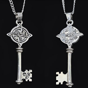 Dije Llave Nudo de Bruja y 13 runas de bruja en Plata de Ley 925 hecho a Mano 6 cm 13 gr Wicca