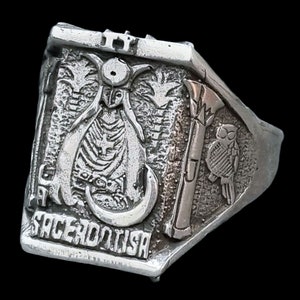 Anillo Carta Tarot Sacerdotisa en Plata de Ley 925 Hecho a Mano