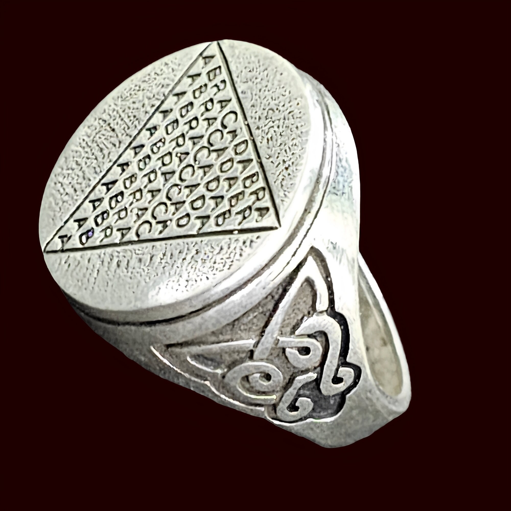 Abracadabra Amulet Ring 1.8 cm 14 Grams in 925 Sterling Silver Handmade, image size:2000x2000