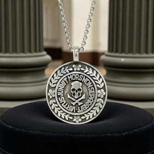 Pendentif maçonnique Virtus Junxit Mors en argent sterling 925, sceau de la Loge Royale, 4 x 3 cm, bijou maçonnique de luxe fait main, Alliance Éternelle
