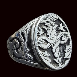 Freemasonry Handmade Sterling Silver Masonic Caduceus Ring