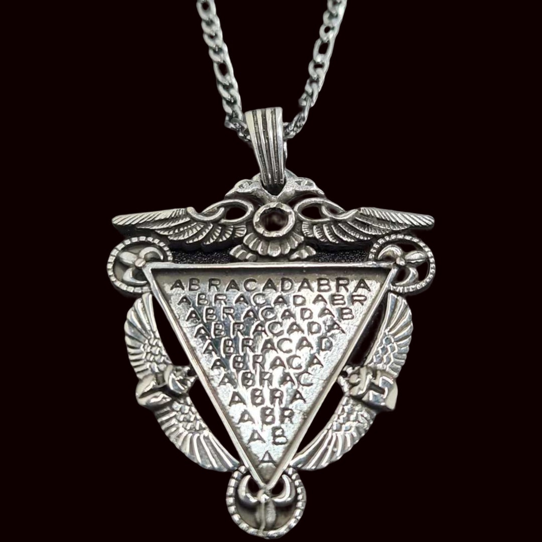 Abracadabra Amulet Pendant With Isis Wings in 925 Sterling Silver