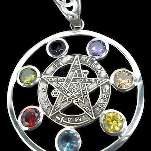 Tetragrammaton Medal with Triquetra Stones in 925 Sterling Silver Handmade