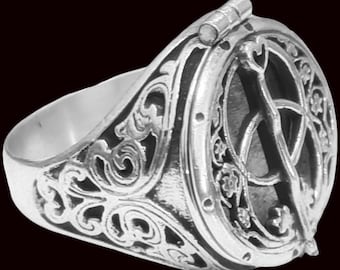 Wicca Vesica Piscis Ring in 925 Sterling Silver Handmade